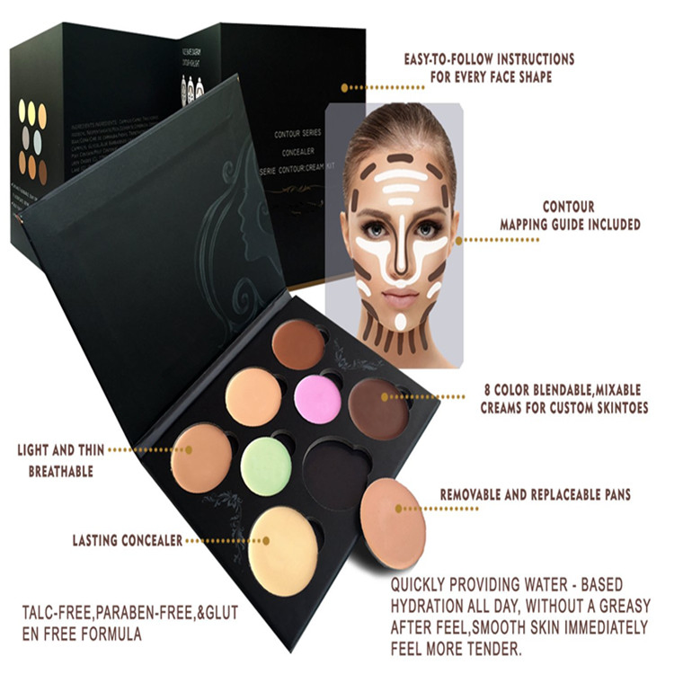 Advanced Vegan Cosmetics Cream Contour Best 8 Colors and Highlighting Makeup Kit