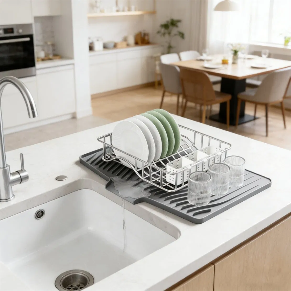 Коврик для сушки посуды из силикона, прямоугольный