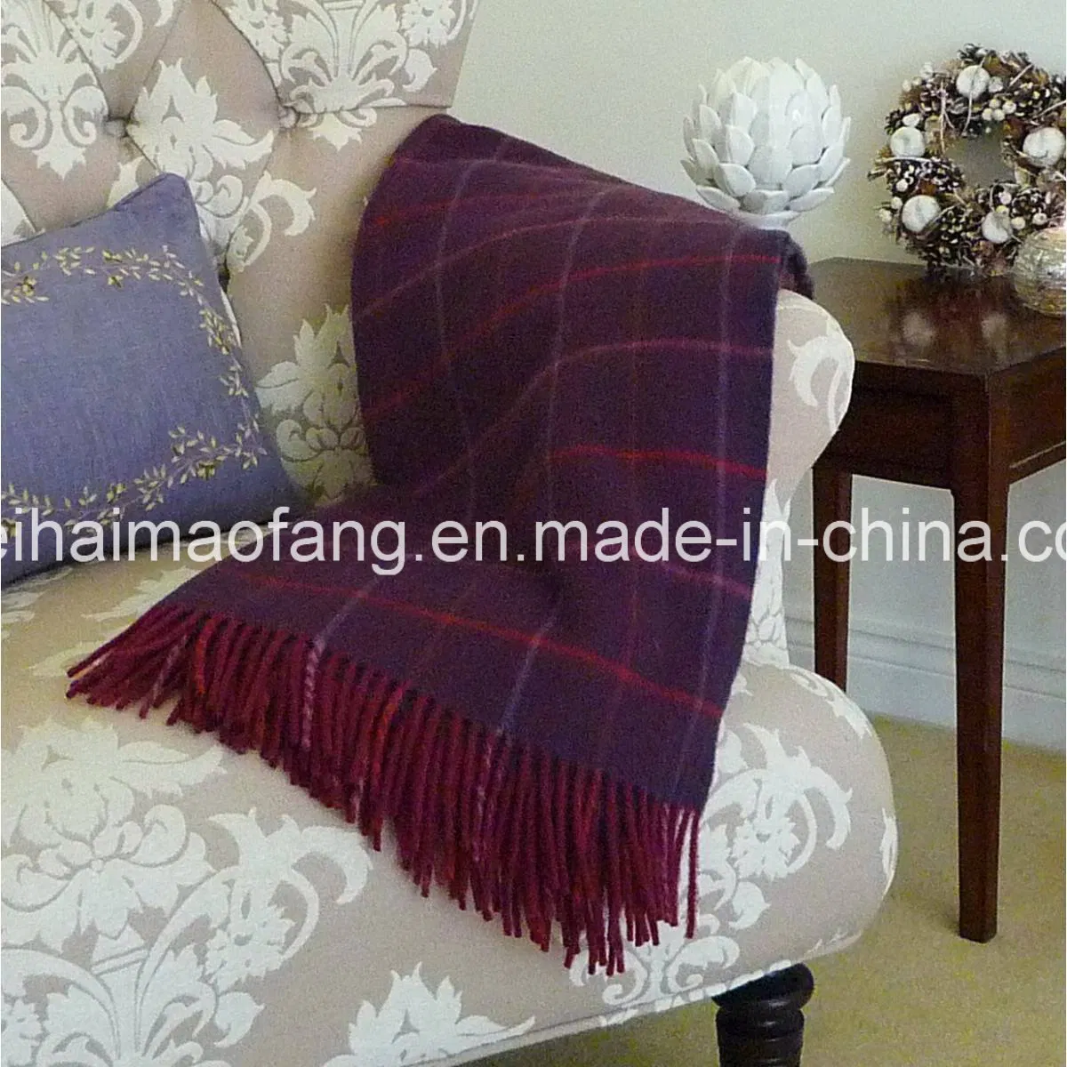 Washable Pure Virgin New Wool Throw Blanket