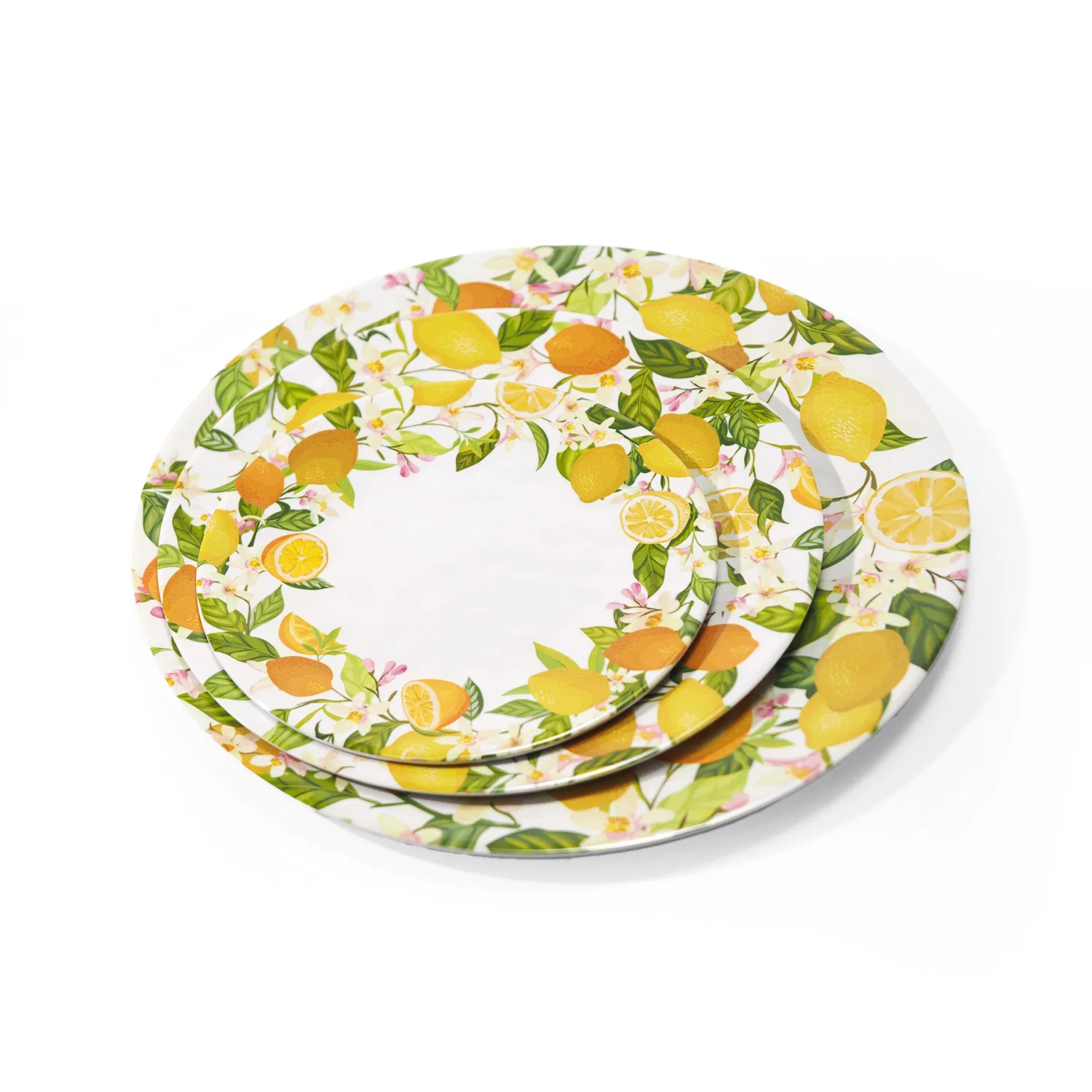 Customized Food Fruit Container 14 Inch Melamine Ripple Round Salad Plate