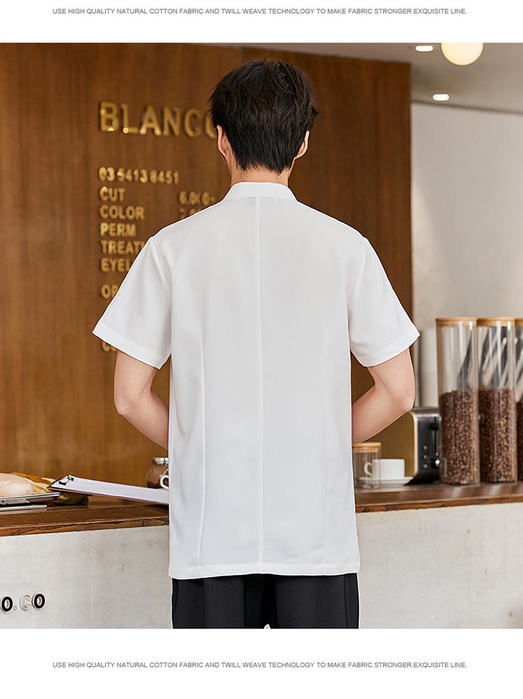 Csjd-027#Solid Color Ribbon Short-Sleeved Waiter Work Clothes Apron