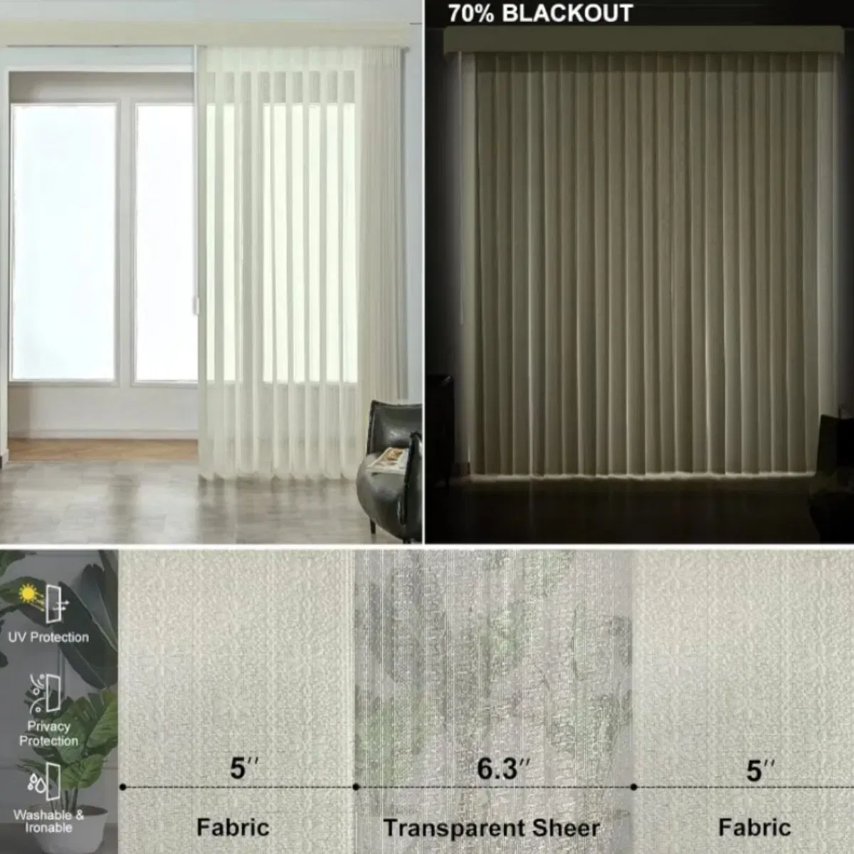 OEM ODM Elegant Window Fabric Durable Track Dream Curtain Vertical Blind