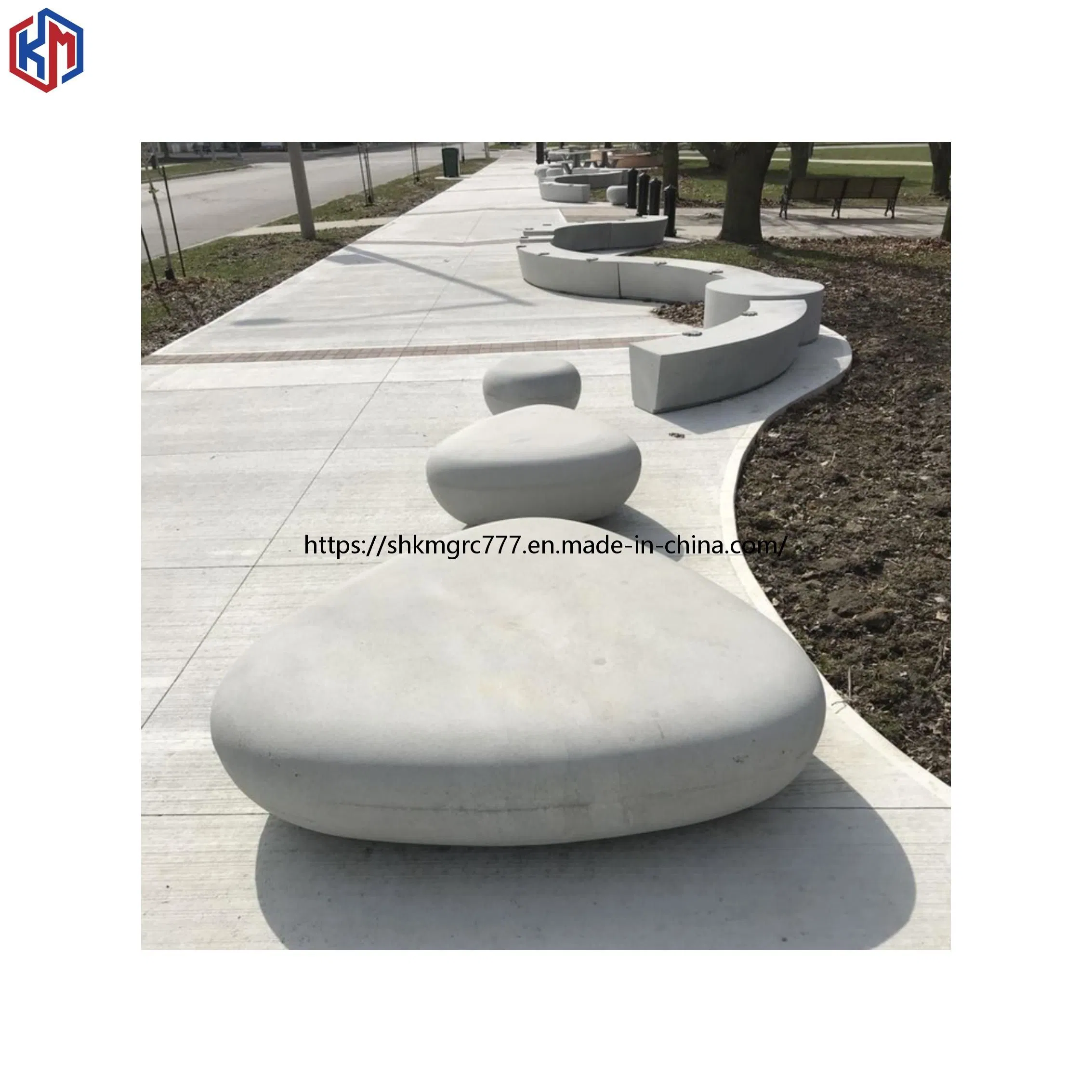 Outdoor Weather Resistant White Light Weight Grc Concrete Cement Bench Flower Pond