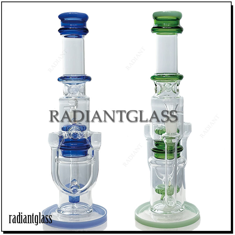 U-Tube Wheel Core 1413G Thick Glass Water Pipe 17inch Hookah Pipe with 14male Bowl Smoking Accessories