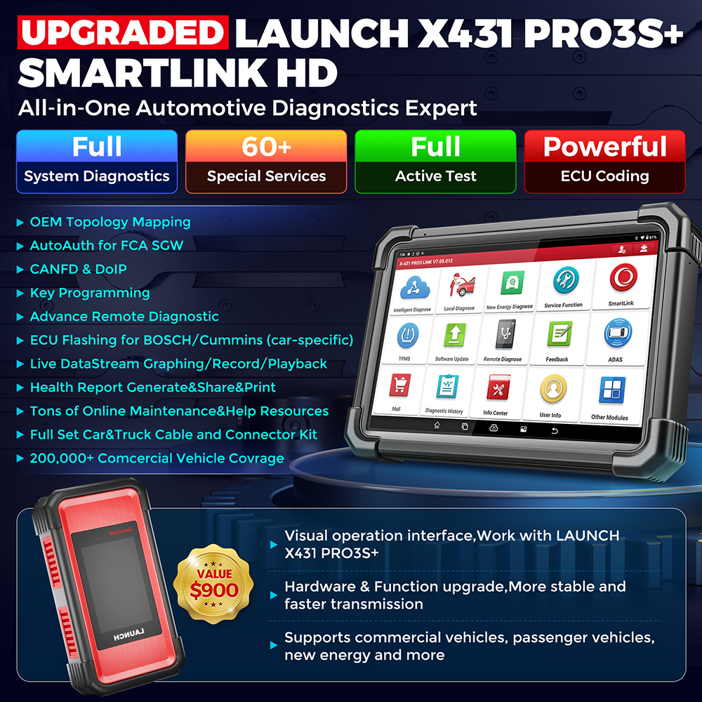 Автосканер OBD2 X431 PRO3S для грузовиков 12В/24В SmartLink HD
