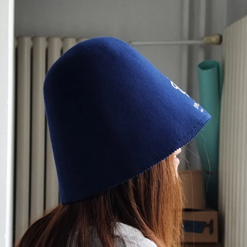 Thermal Insulation Sauna Hat, 2mm Thick Pure Wool, Logo Design, Factory Direct Sale