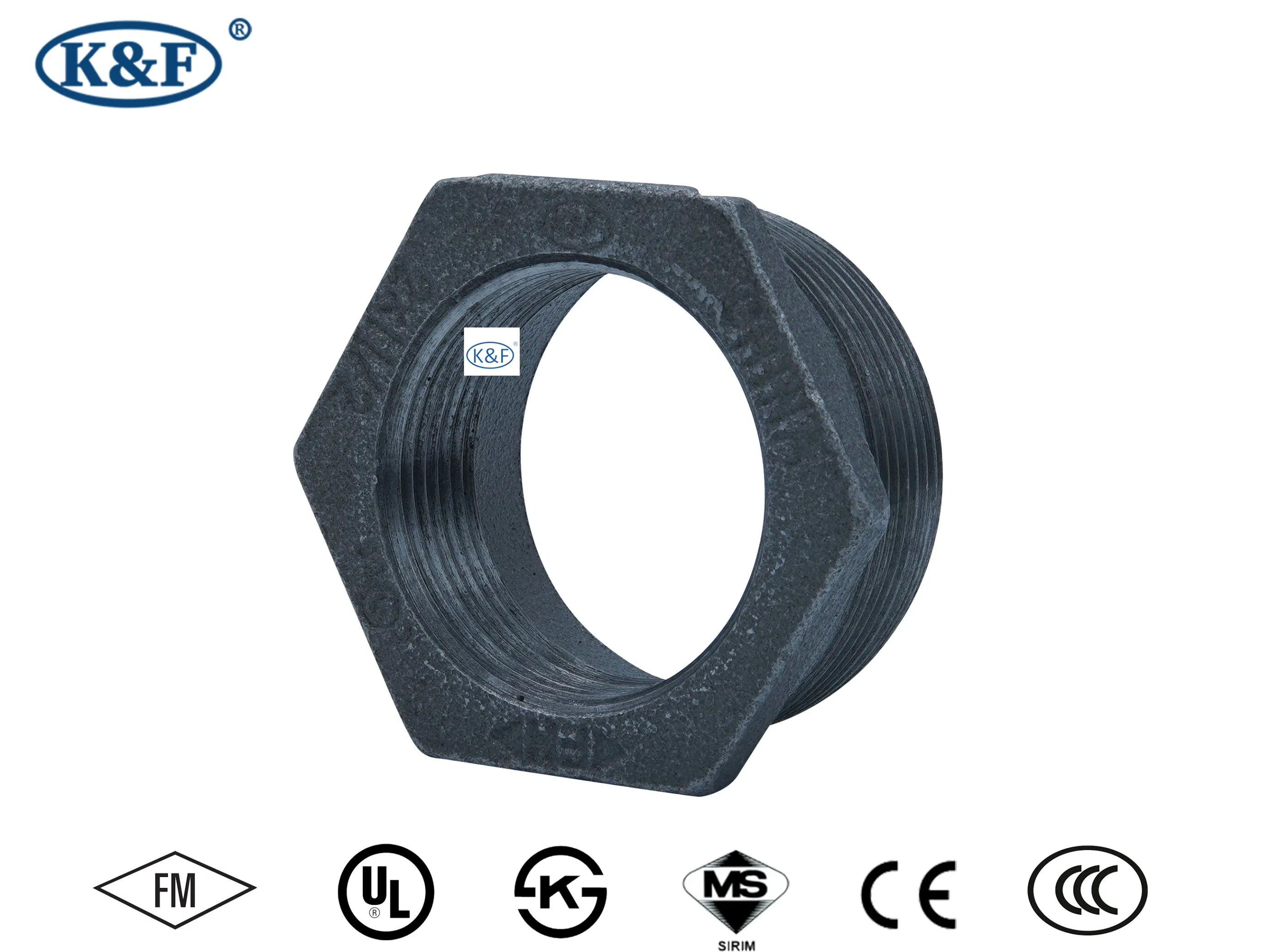 Kanaifu Factory FM UL Malleable Iron Pipe Fittings Bushing for Water Supply