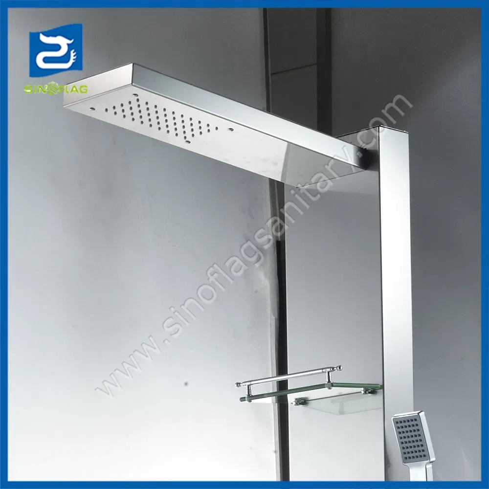 High Quality Stainless Steel Shower Panel Shower Column with Soap Shelf