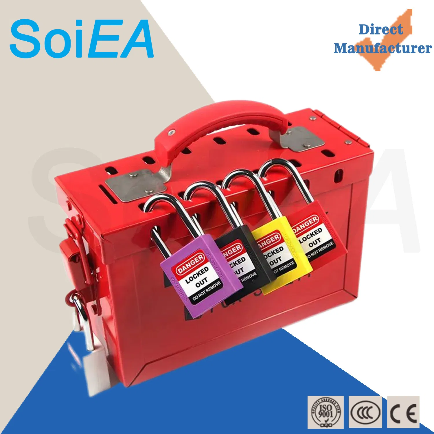 Stackable Locking Container with 12 Padlocks for Positioning Lockout Tagout Kit Lock Box for Keys Box with Combination Lock