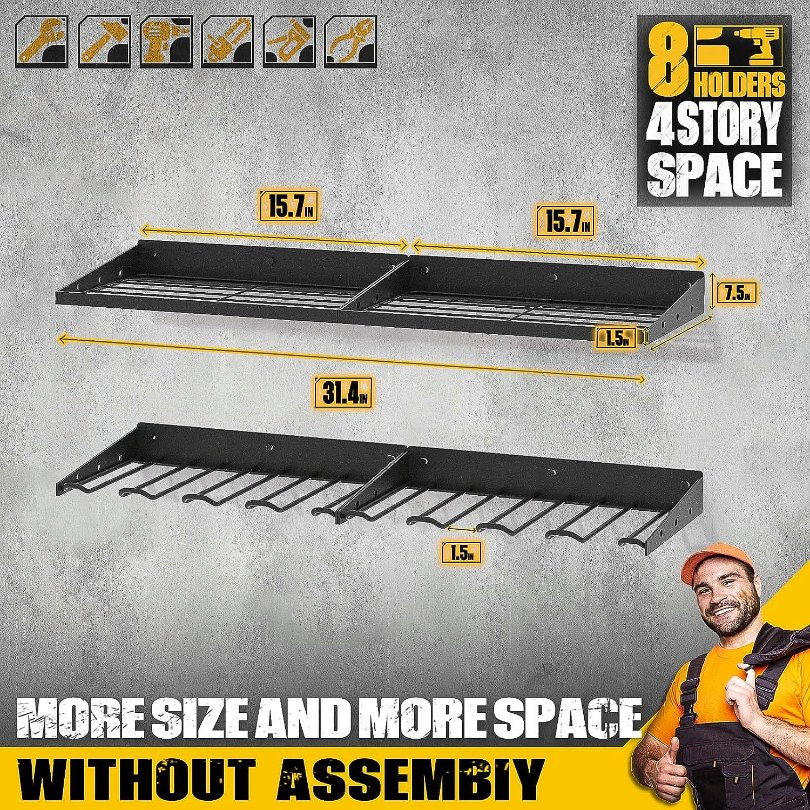 Power Tool Organizer, Garage Organization with 7 Drill Holders
