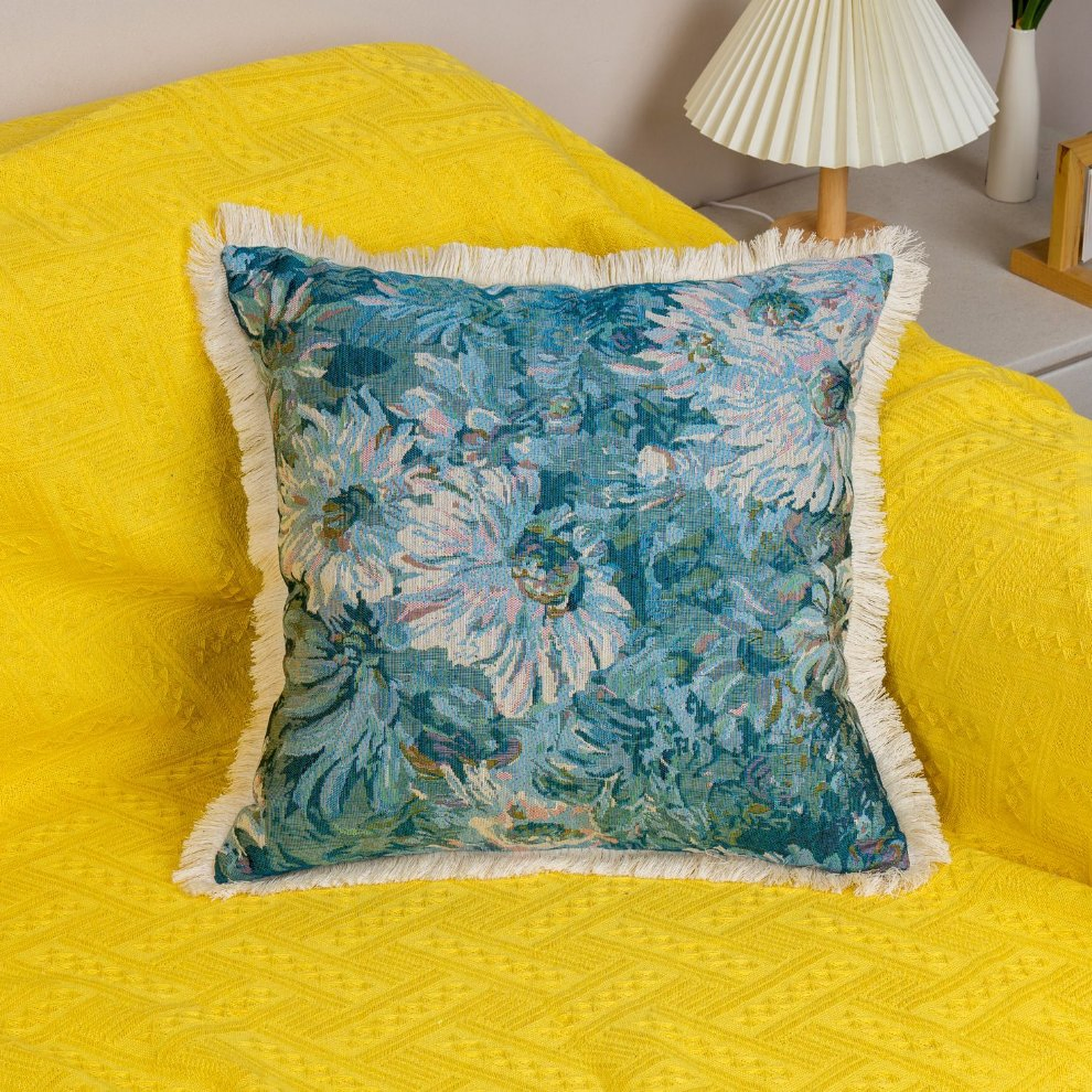 Dairui Wholesale Jacquard Square Pillow Covers with Inserts Oil Painting Texture for Sofa Bed Decor