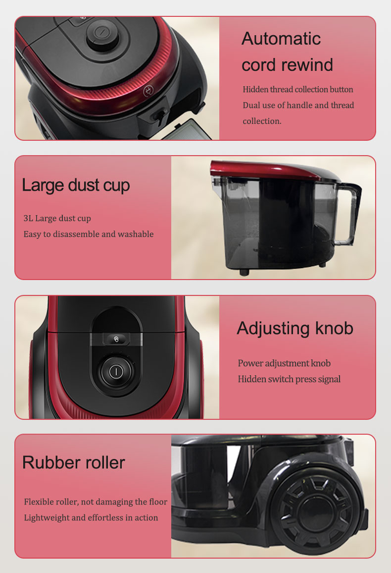 2000W Canister Bagless Vacuum Cleaner 23kpa for Home Use Vaccums