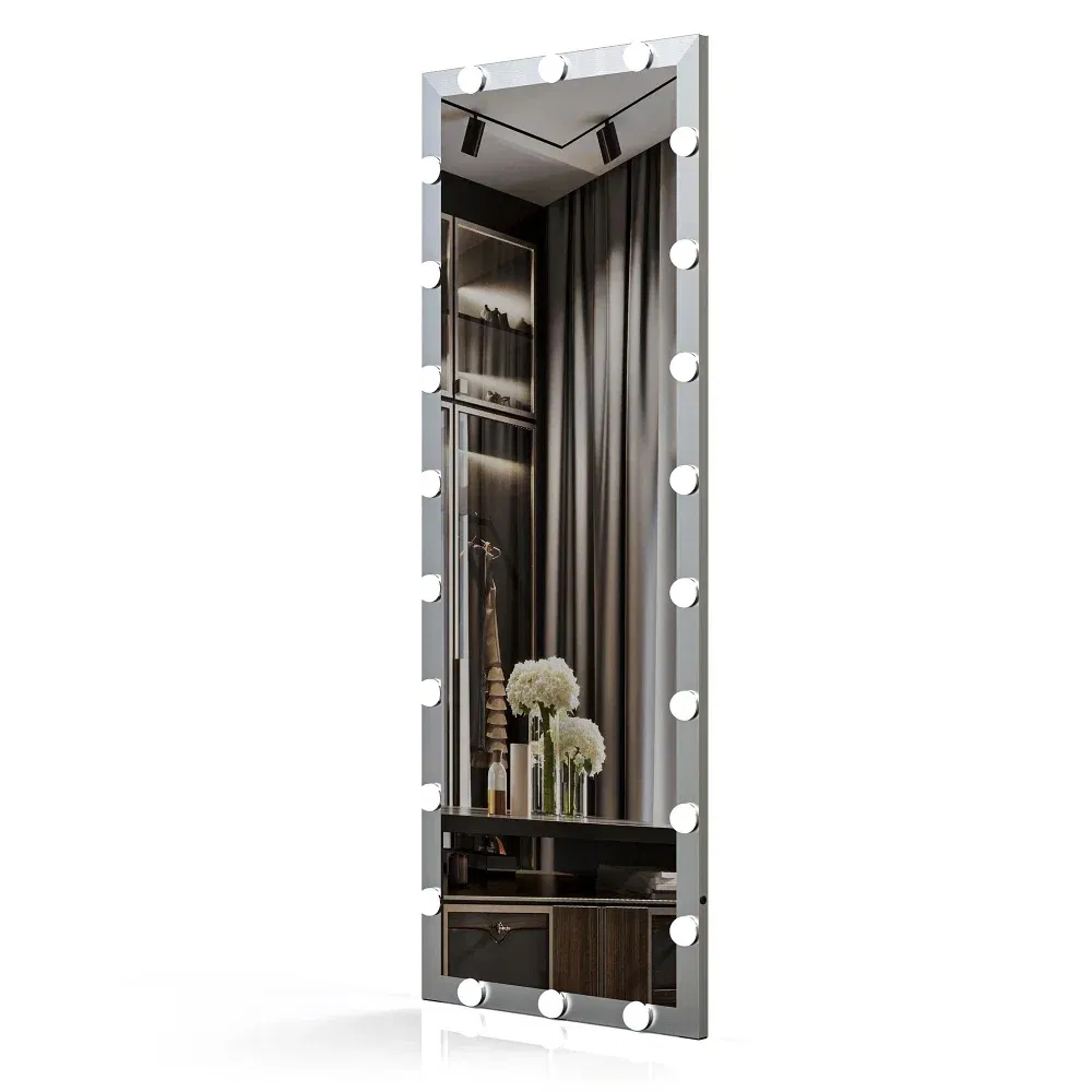 Full Length Mirror with Lights Full Body Vanity Mirror with 3 Color Modes Lighted Standing Floor Mirror