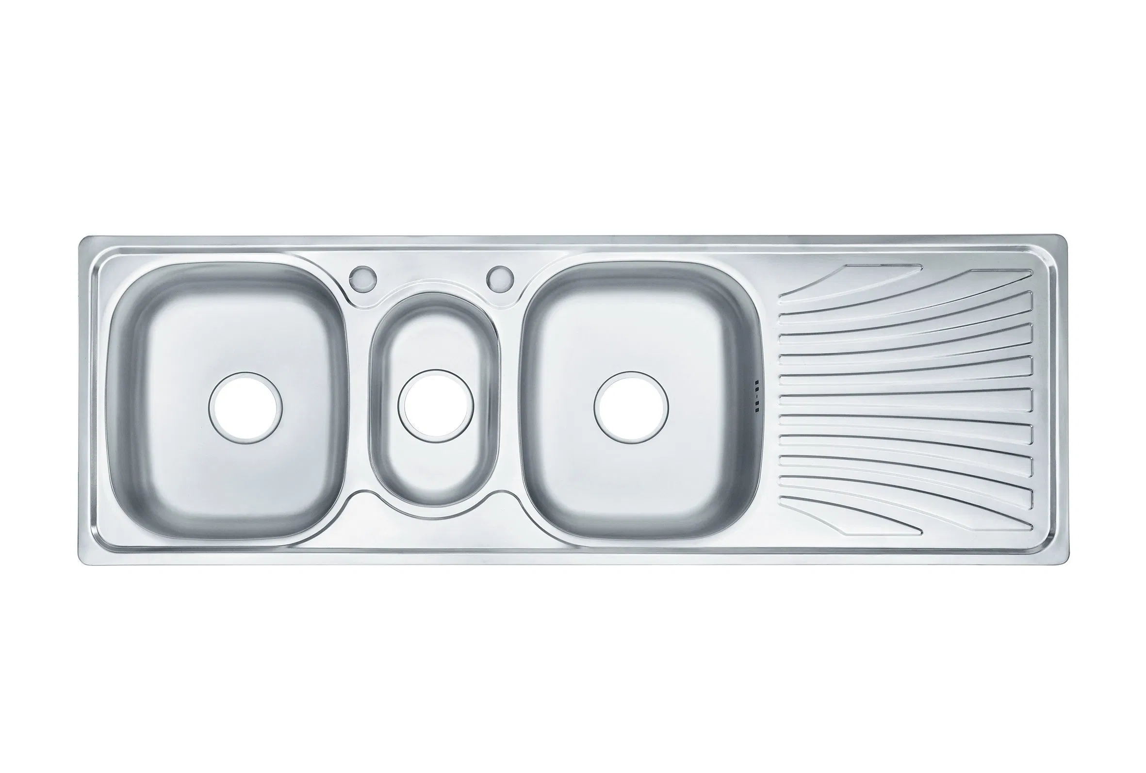 Top Mount Double Bowl Stainless Steel Sink with Drainboard Custom Size Hotel Kitchen Laundry Wash Sink