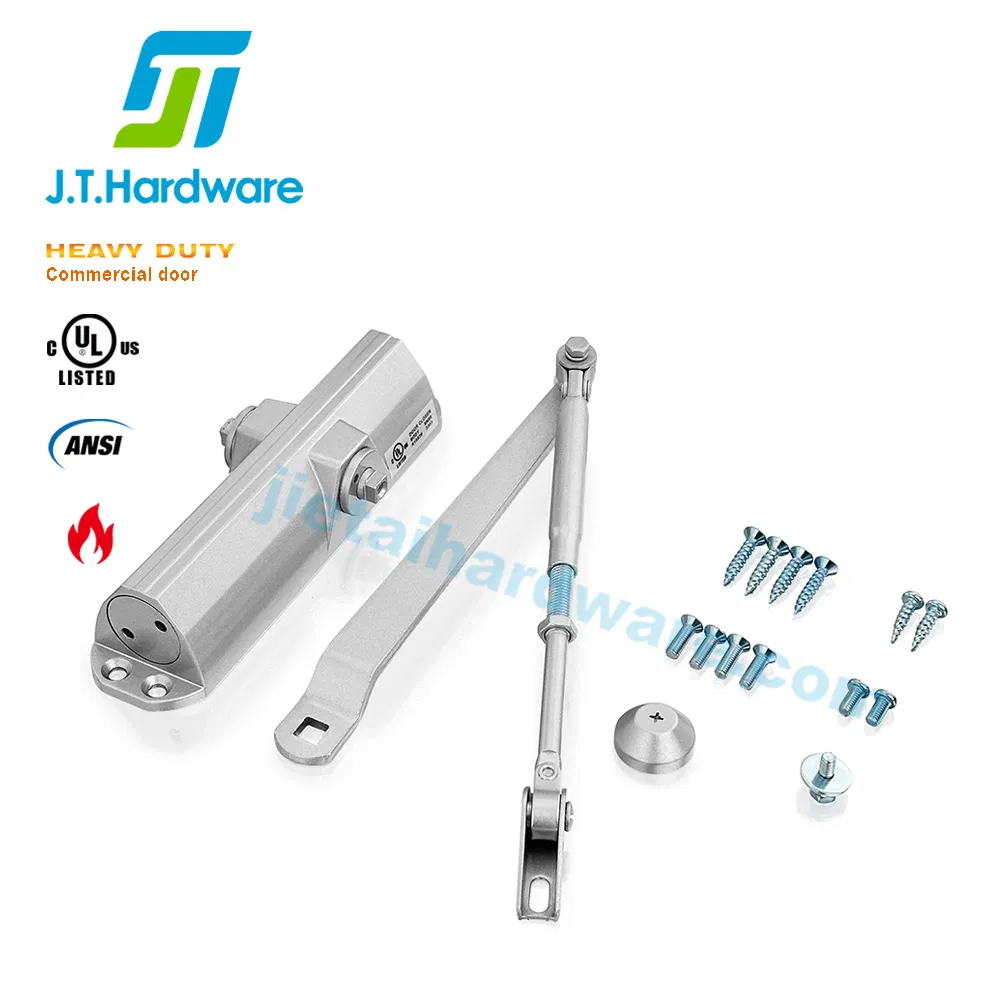 America Style Door Hardware Product Fire Rated /ANSI Grade 1 Aluminum Force Adjustable Surface Mount Sliding Heavy Duty Commercial Automatic Door Closer