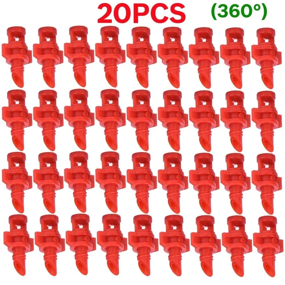 20PCS 90/180/360 Degree Refraction Nozzle Sprinkler Head Thread Connection Garden Irrigation Mist Sprayer for Greenhouse