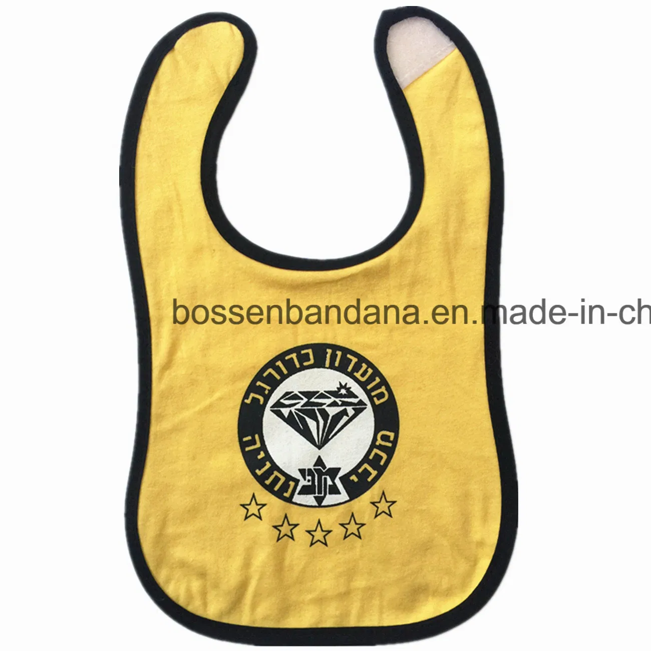 OEM Customized Design Logo Print Cotton Yellow Jersey Baby Bib