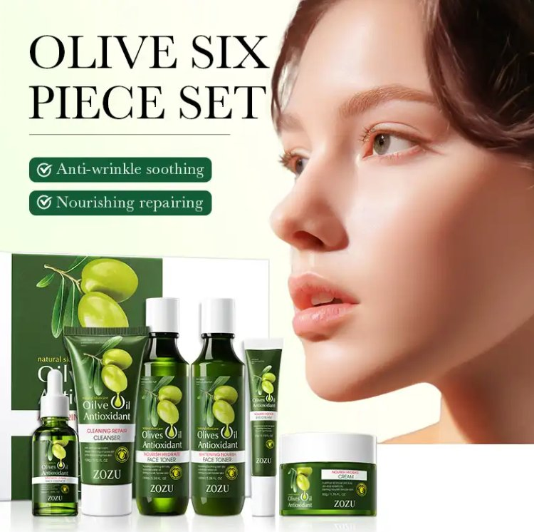 Online Wholesale in Stock Olive Oil Anti-Wrinkle Soothing Whitening Six-Piece Set Anti Aging Facial Kit Skin Care Set Olives Oil Antioxidant Skin Care Set