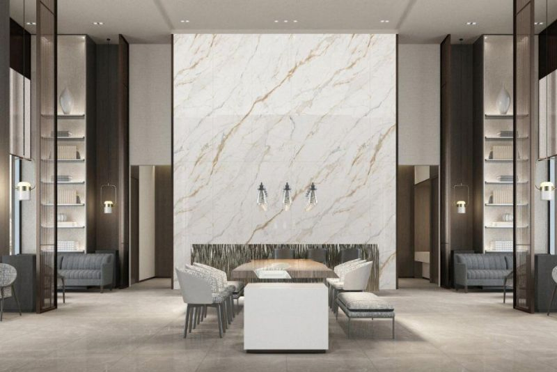 Premium Calacatta White Marble Sintered Stone Vanity Countertop