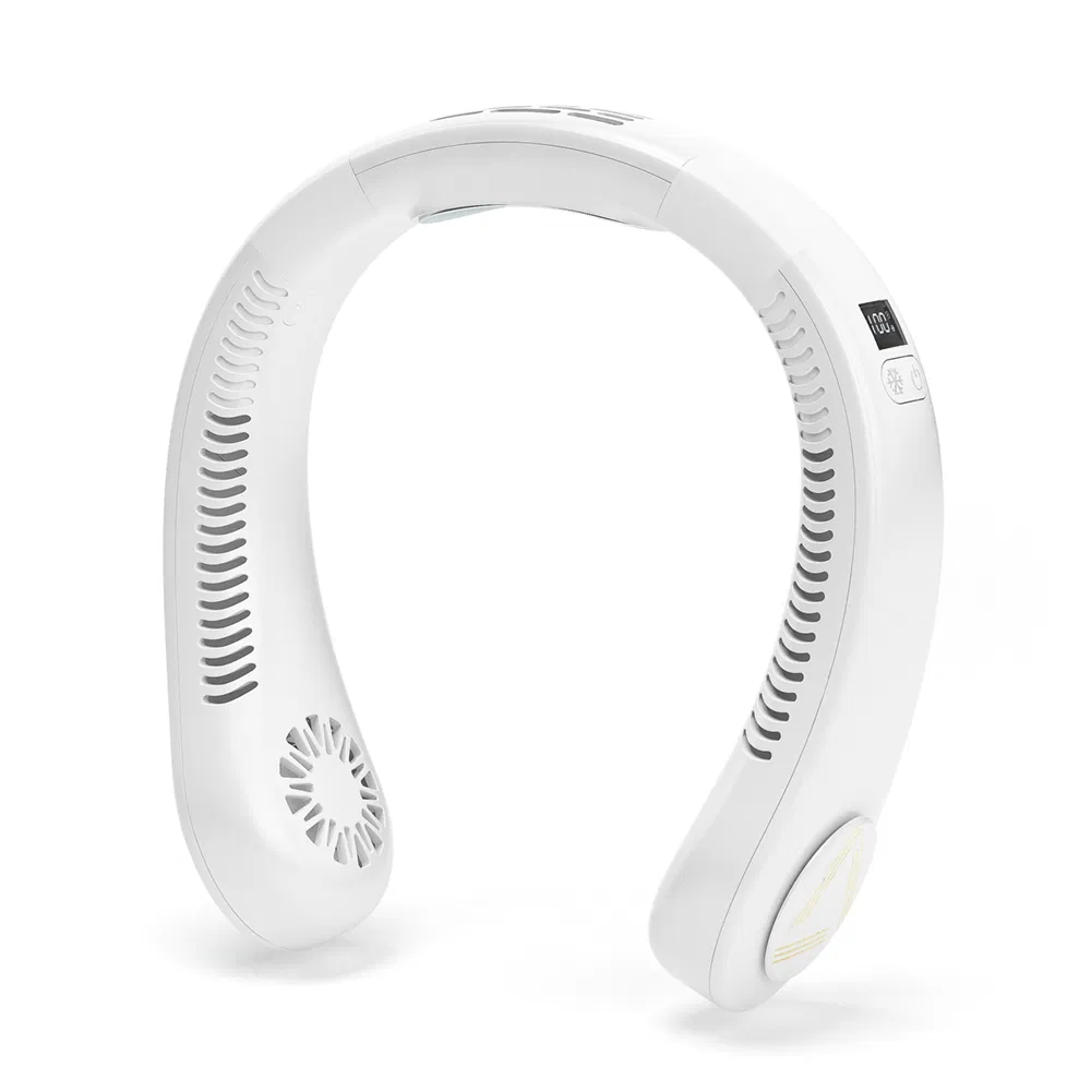 Hot Sale White Rechargeable Semiconductor Refrigeration Neck Fan Wholesale Price Portable Air Cooling Neck Hanging Fan