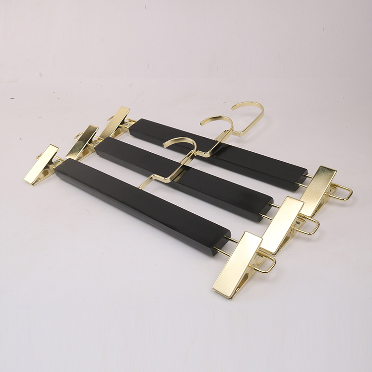 Clothing Shop Hanger Wooden Trousers Hanger Pants Hanger with Metal Clips