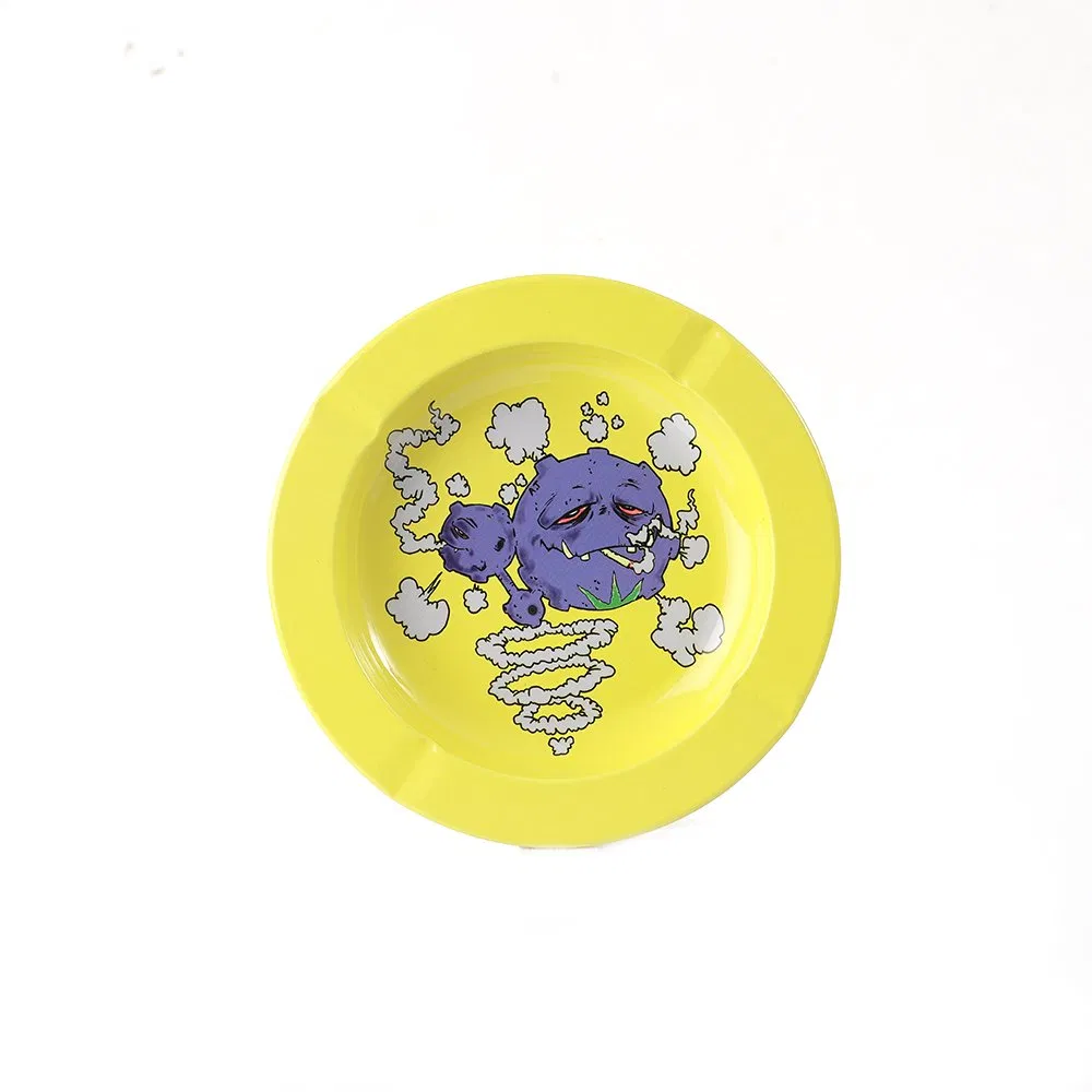 Custom printing Smoking Accessories Round Metal Tin Ashtray for Ciger/Tobacco