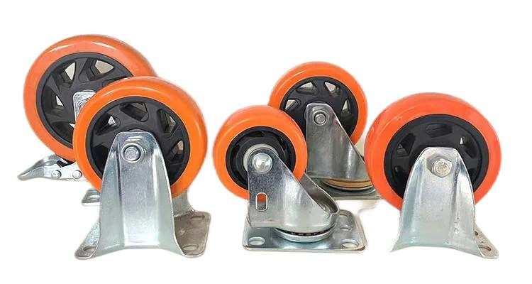 Medium Duty Trolley Swivel Caster Plate Orange PVC Fixed Caster Wheel