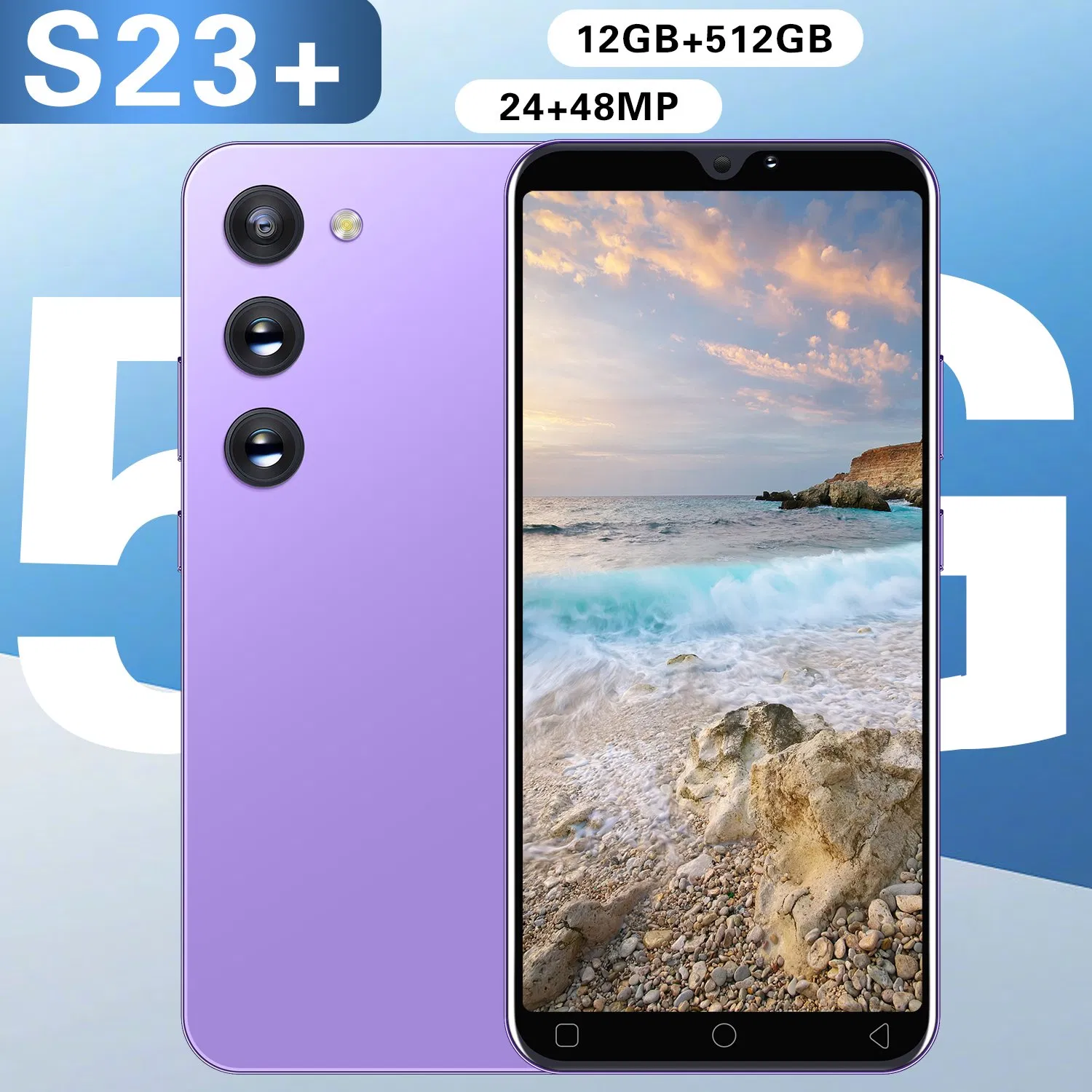 New Smart Phone Model S23+ Optional Edge Curved Screen Upto 1GB ROM Android Mobile Phone OEM/ODM Ready in Stock