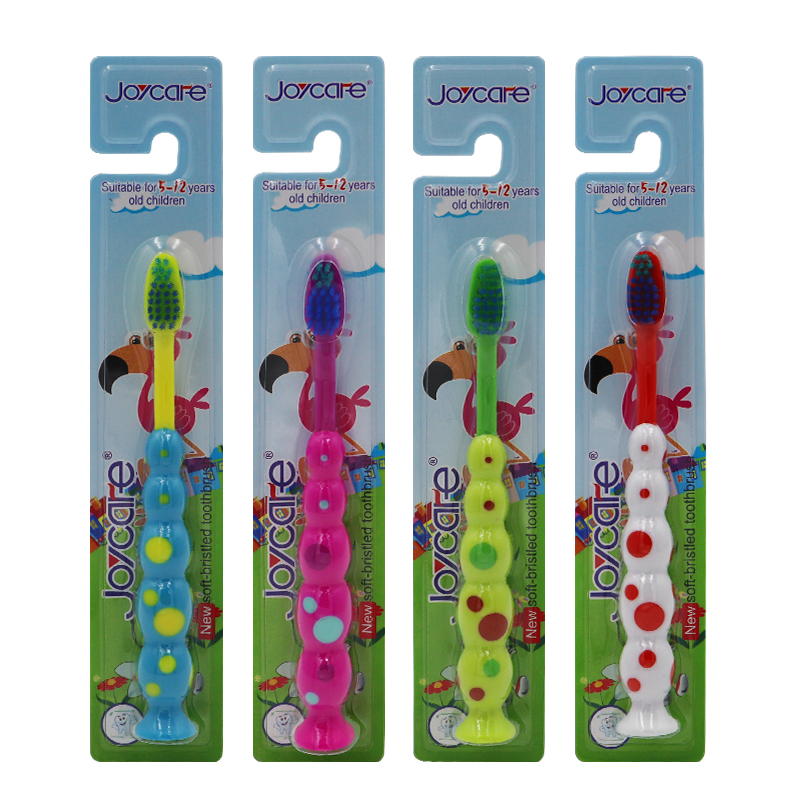 Cute Animal Design Kids Toothbrush with Soft Bristles and Suction Cup
