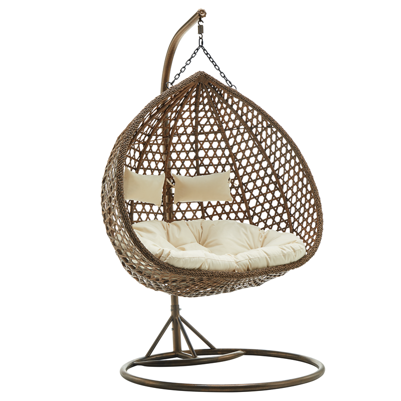 Качели ротанг металлическая подставка двойные