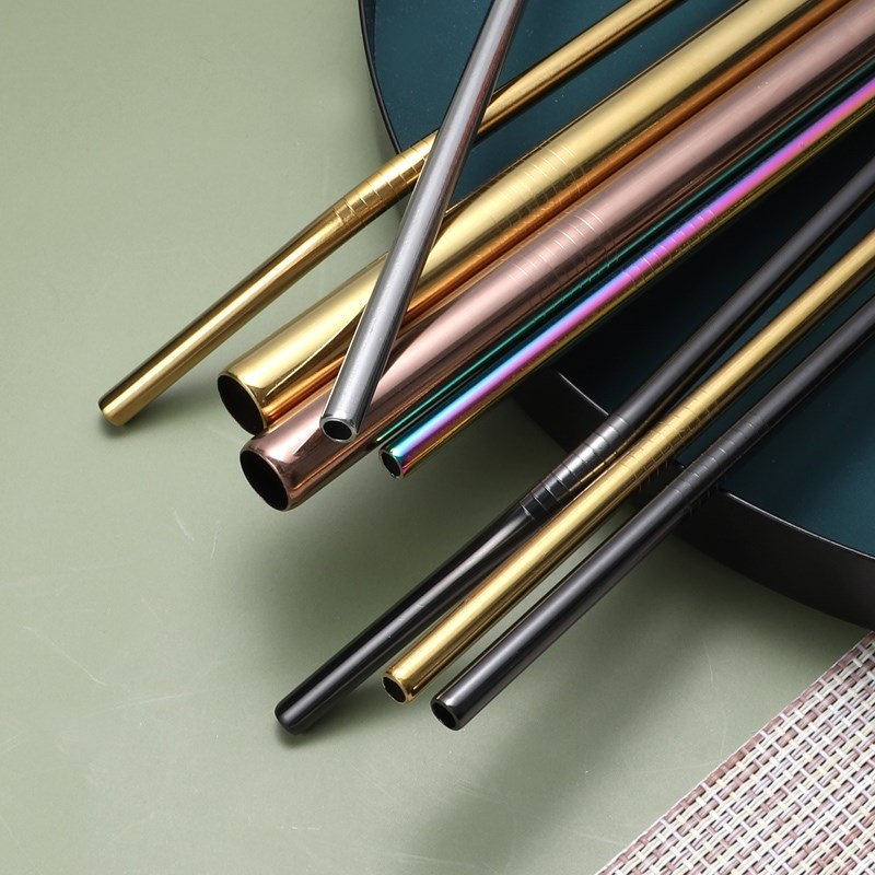 Wholesale Bent Straight Drinking Straws Stainless Steel Straw Colorful Smoothie Straw