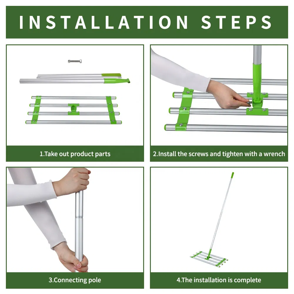 Garden Portable Multifunctional Lawn Leveling Rake with Aluminum Handle Garden Hand Tools