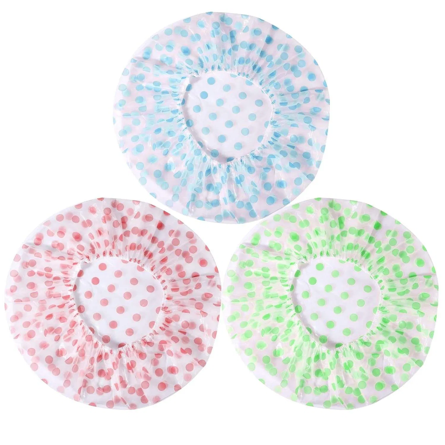 Custom Printed Waterproof Shower Caps, Colorful DOT Pattern Bath Hats, Disposable or Reusable for Hotels and Salons