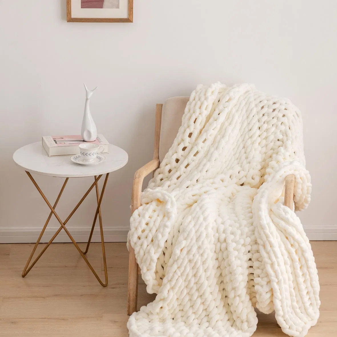Hand Crafted Super Chunky Knit Blanket Throw Blanket Hand Made Custom Knitted Blanket Chenille
