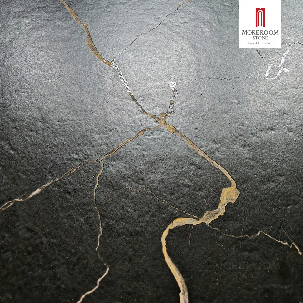 Sintered Minotaure Black Marble Look Black Slabs for Luxury Dining Table and Coffee Tables