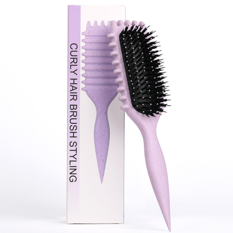Curl Defining Brush, 2025 Boar Bristle Hair Brush Styling Brush, Curly Hair Brush, Curl Define Styling Brush, Shaping & Defining Curls for Women