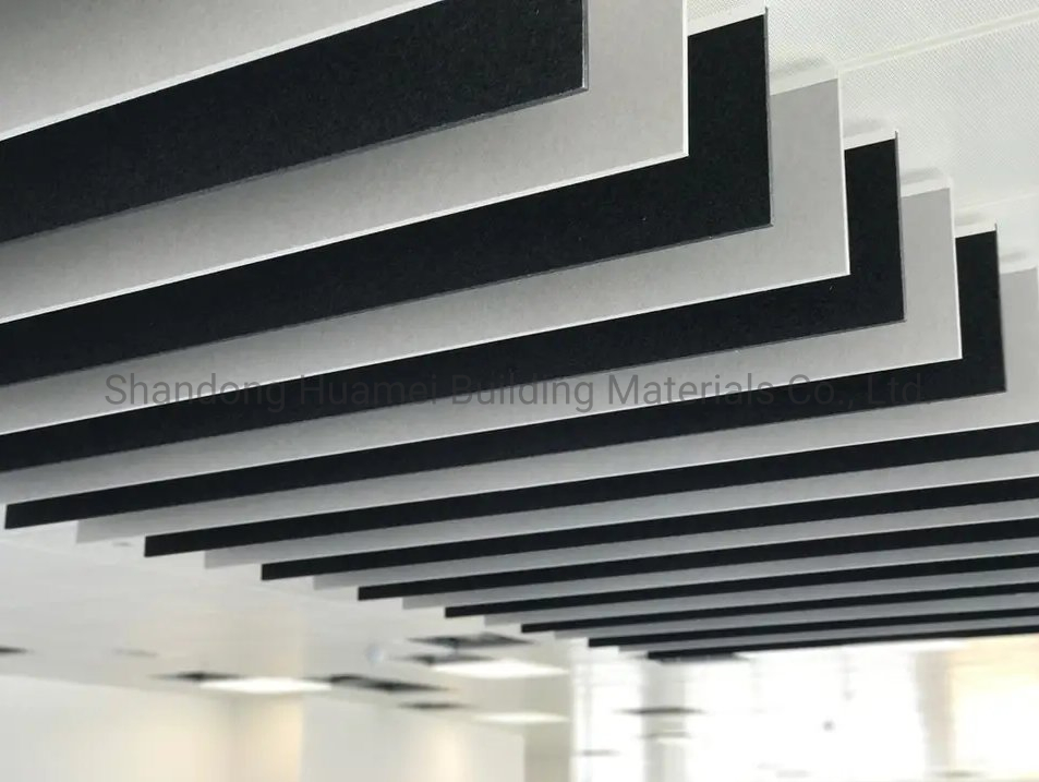 Huamei Factory Sound Proof Acoustic Foam Panels Baffle Ceiling Fiberglass Sound Panel