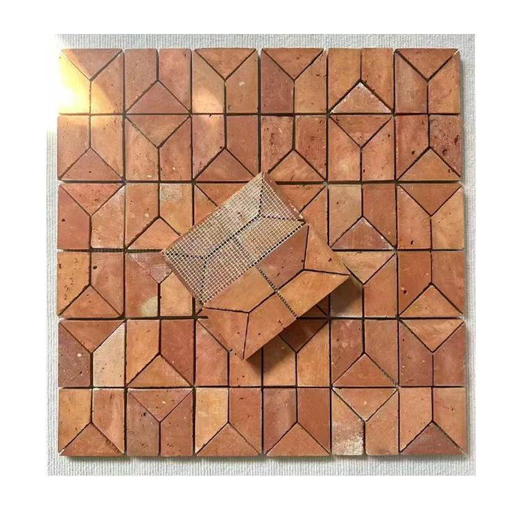Small Square Brick Art Retaining Wall Baked Red Clay Bricks
