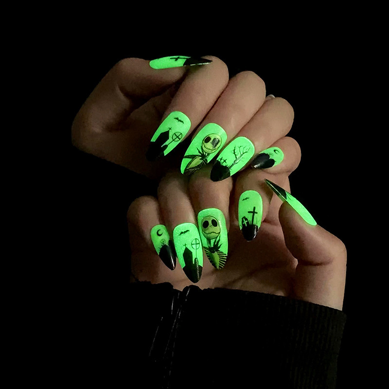 Spooky Press on Nails Halloween Gift, Waterproof Nail Art Stickers for Parties