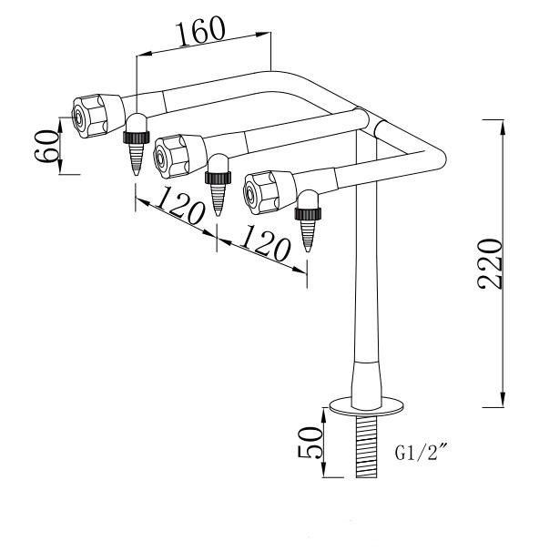 Copper Lab Tap Single Hole Double Three Handle Laboratory Faucet