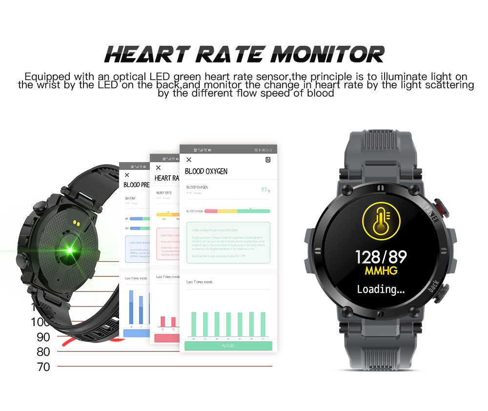 Waterproof Smart Watch D13 for Android Ios Heart Rate Tracker Blood Pressure Oxygen Sport Smart Watch