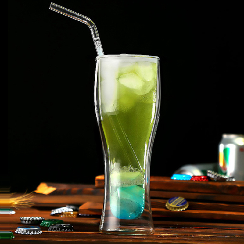 Clear Reusable Double Wall Cold Ice Beer Glass Cup Mug