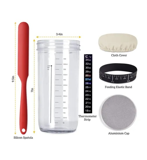 2026 New Arrival High Borosilicate Glass Wide Mouth Bread Making Sourdough Jar