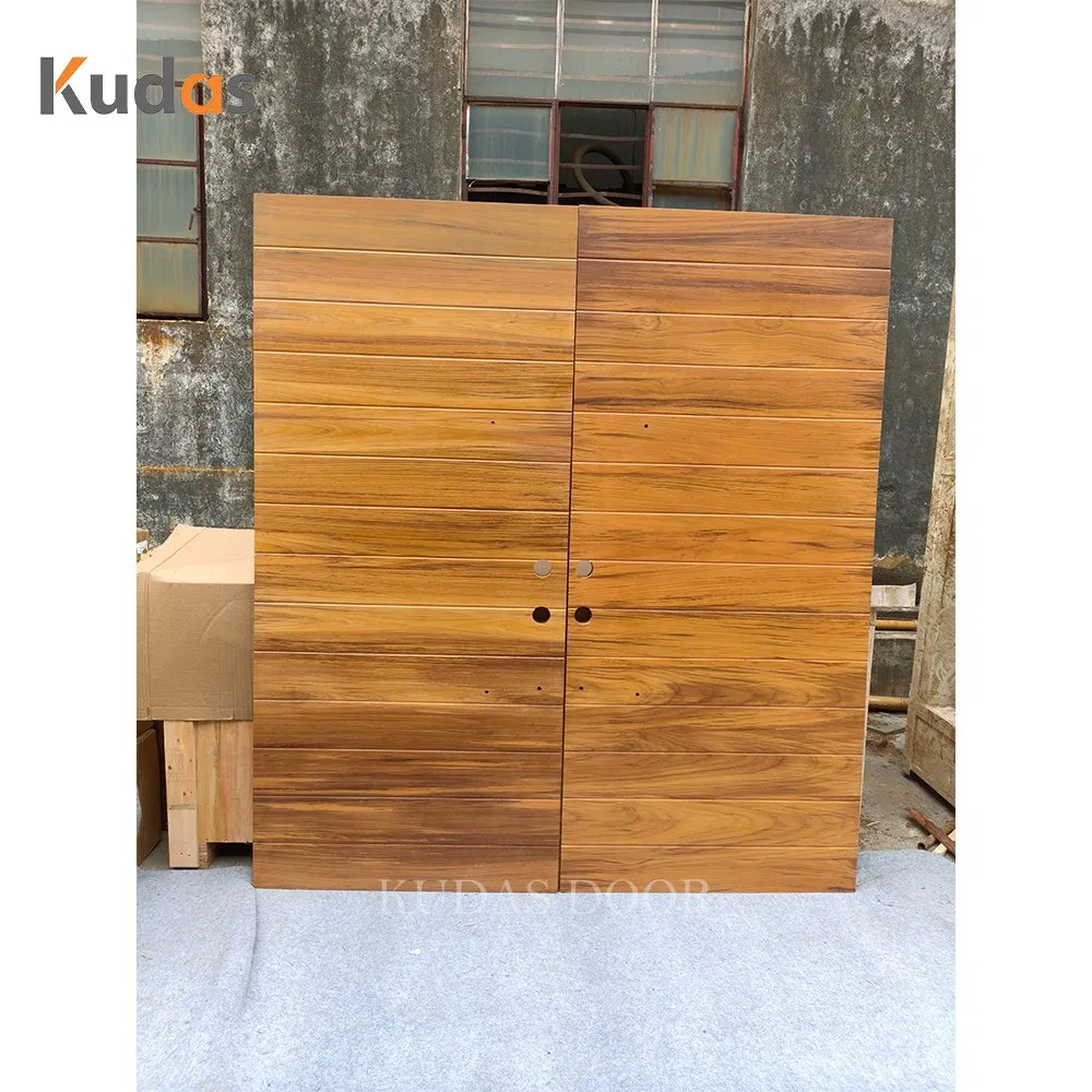 Natural Teak Solid Wood Exterior Swing Entrance Pivot Front Wooden Double Doors