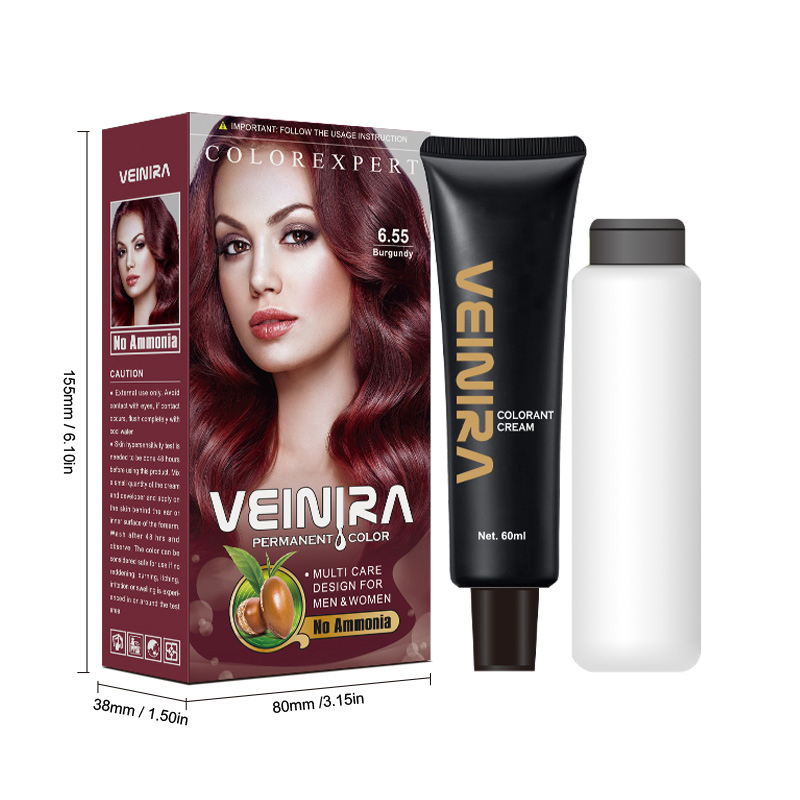 Veinira New Product No Ammonia Permanent Hair Color Cream for Salon Home Use Men Women