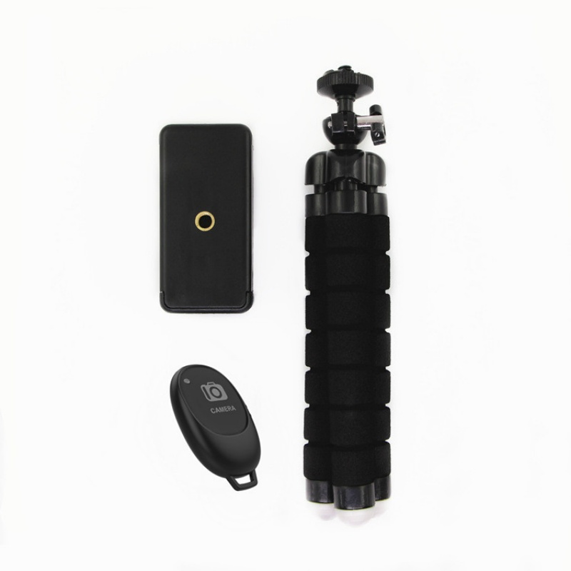 Universal Tripod Stand with Bluetooth Selfie Shutter Phone Holder for Live Streaming