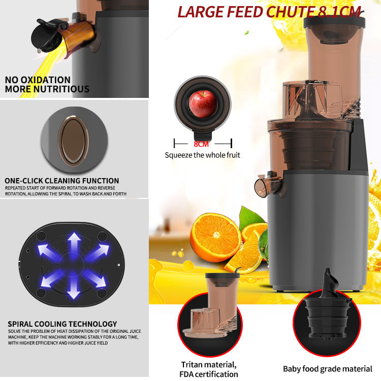 Big Mouth Cold Press Fruit Juicer Machines Apple Orange Juicer Vegetable and Fruit Multifunctional Slow Juicer