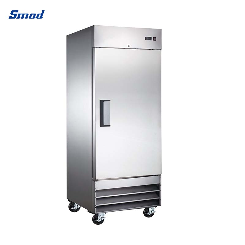 Wholesale Fan Cooling Restaurant Inverter Compressor Side Double Door Stainless Steel Display Cooler Upright Commercial Showcase Refrigerator for Kitchen Use