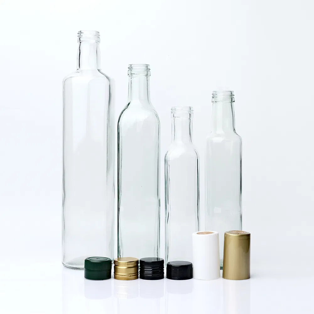 Custom Round Kitchen Cooking Edible Olive Oil Glass Bottle with Skrink 100ml 250ml 500ml 750ml 1000ml