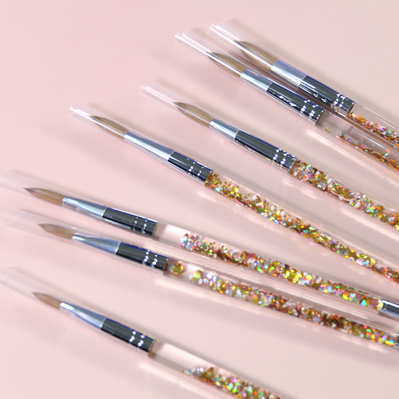 Factory Price Oil Filled Golden Mink Fur Nail Brush